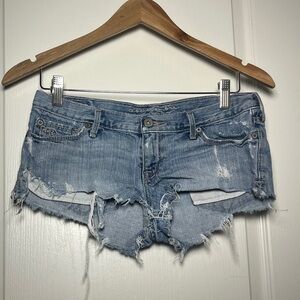 Abercrombie & Fitch Distressed Denim Shorts - Blue